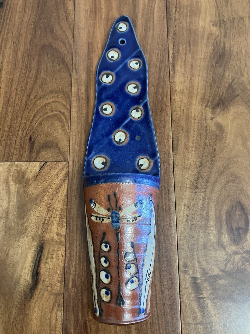 Front Ave Pottery & Tile Dragonfly Hanging Wall Pocket Clay Abstract MJ Schmith